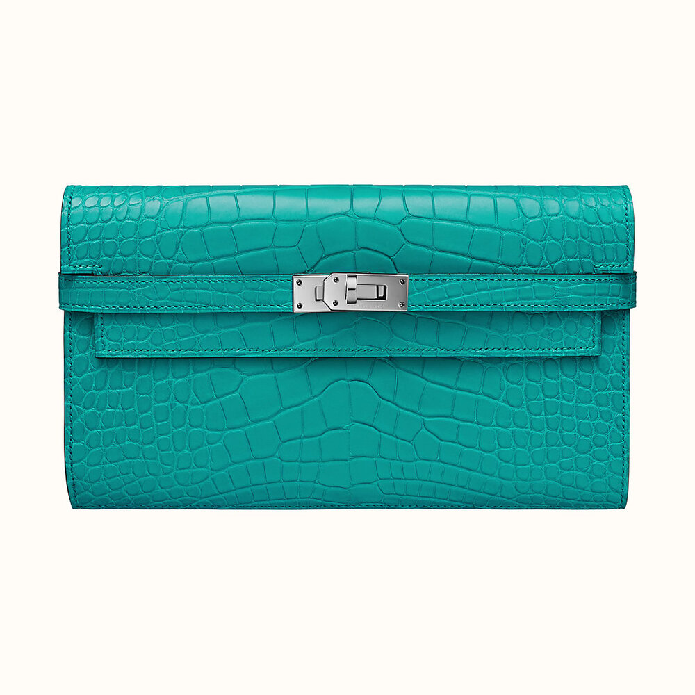 Hermès - Kelly To Go Wallet - Graphite Matte Alligator GHW - Brand New | Bagista