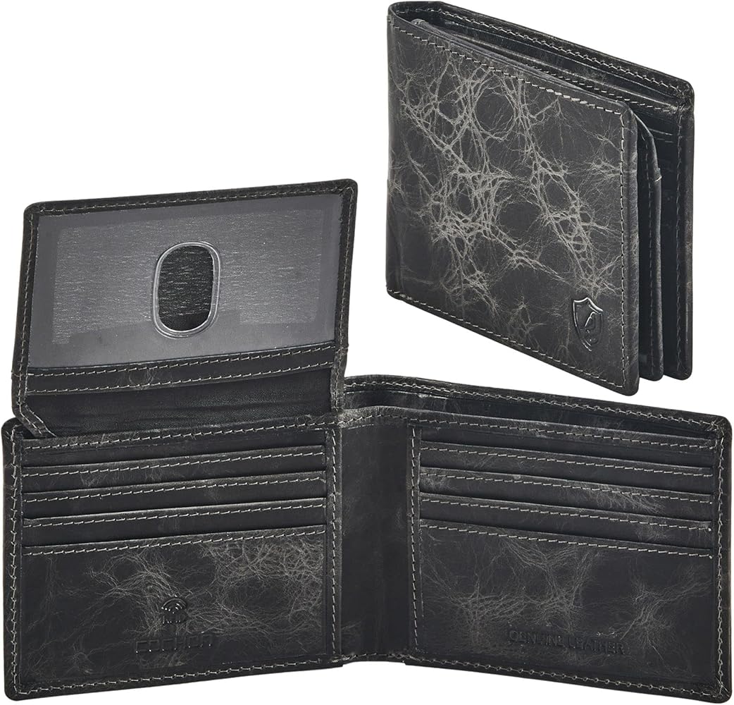 Men's Black Billfold Wallet With 2 Id Clear Windows