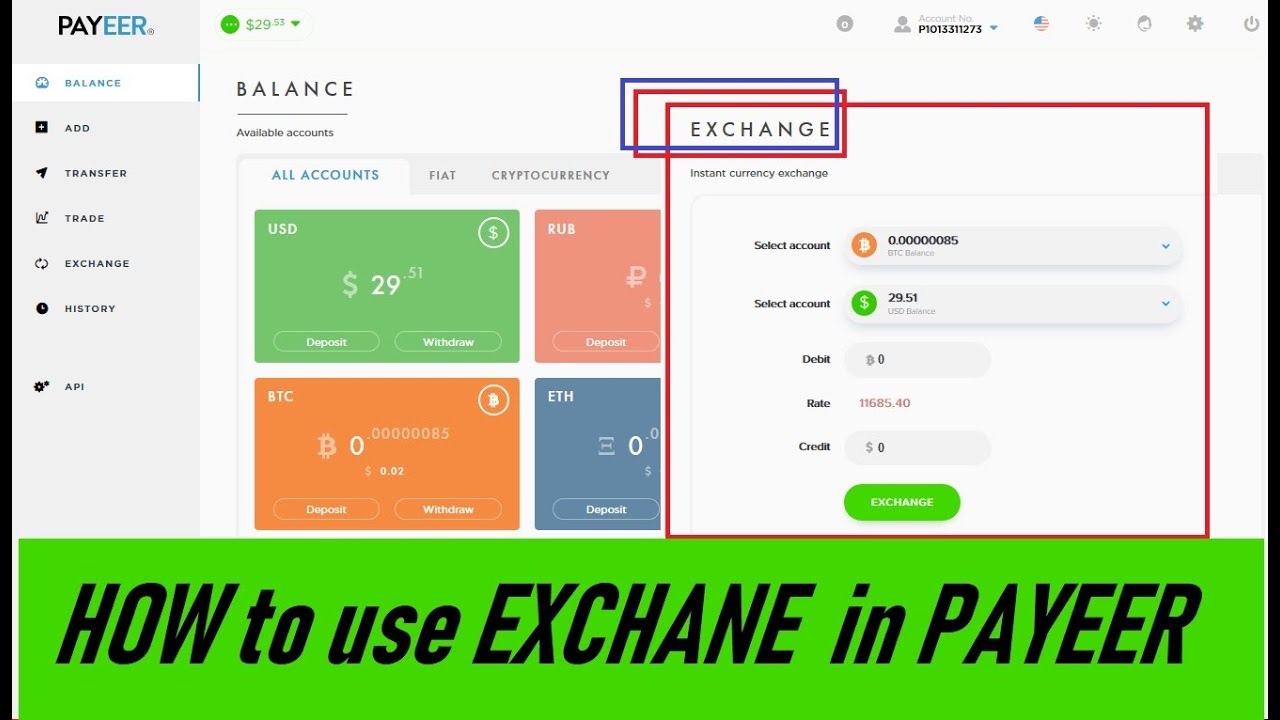 Exchange Bitcoin BTC to Payeer USD