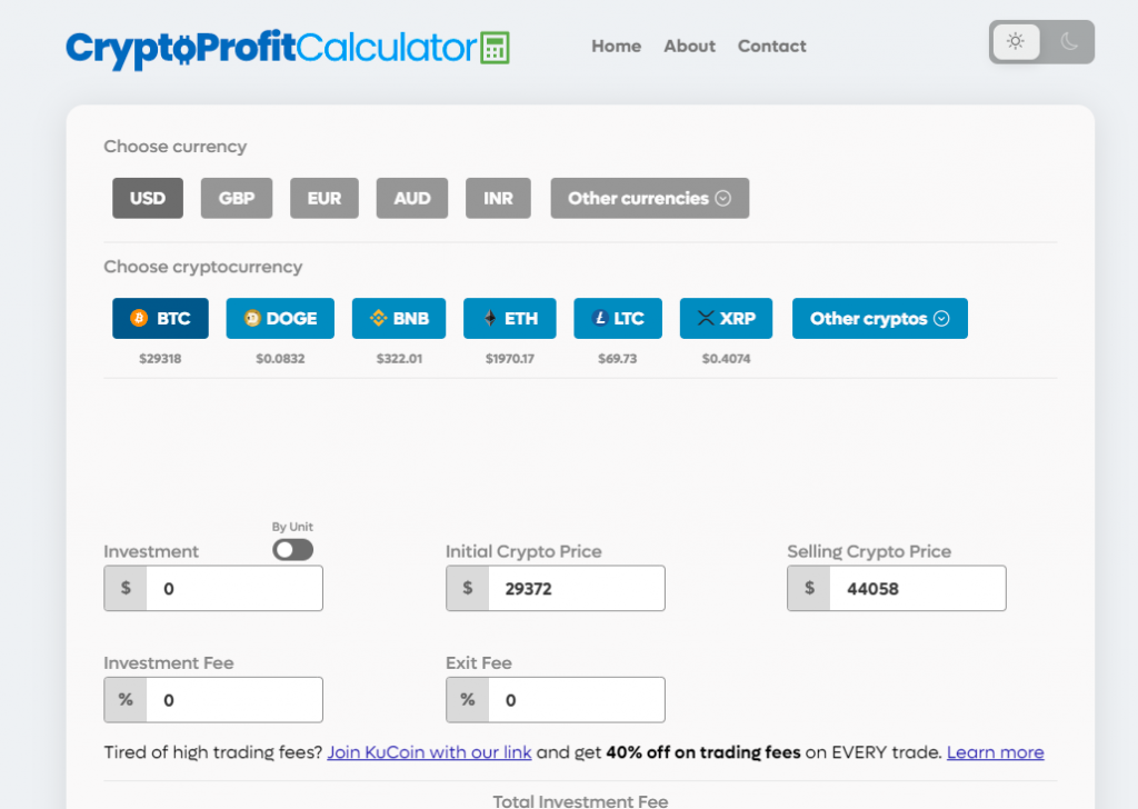 Crypto Profit Calculator - Calculate PnL & Investment