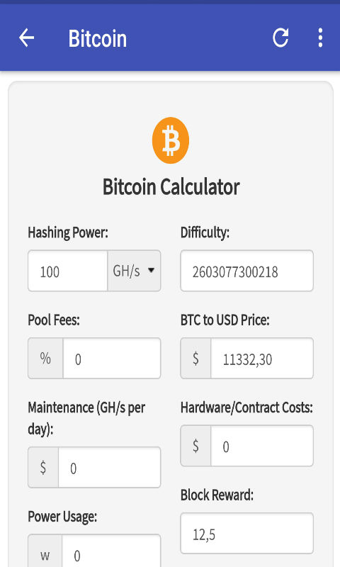 Mining profitability calculator «Crypto Calc»