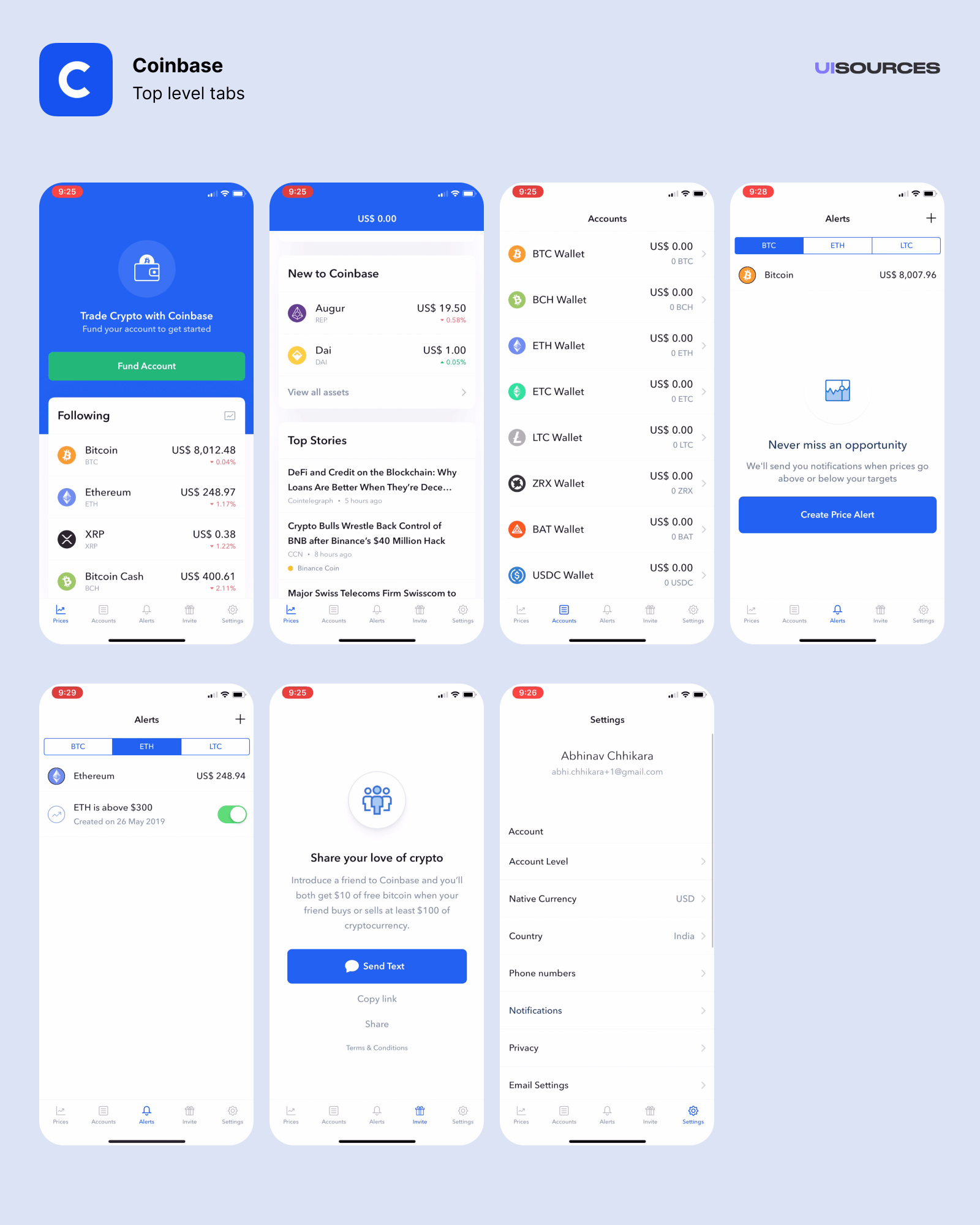 Coinbase - Content Screens Screenshots | UI Sources