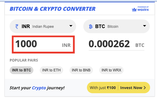 Convert BTC to INR