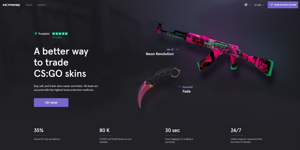 Trade CS2 (CSGO) Skins ⭐️ Best CS2 (CSGO) Trading Site & Trade Bot — SkinsMonkey