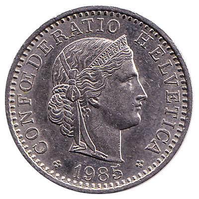 20 Rappen (Libertas; nickel) - Switzerland (date) – Numista