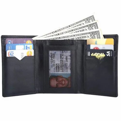 Trifold wallets with ID & credit card pockets.