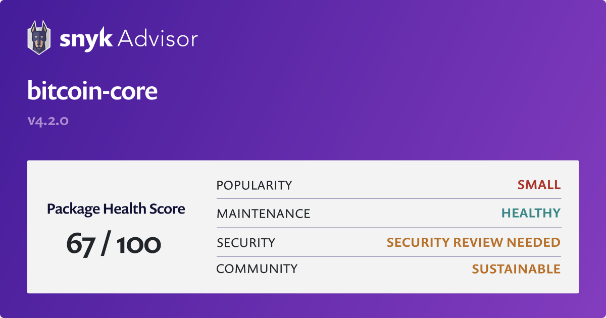 @ts-bitcoin/core - npm Package Health Analysis | Snyk