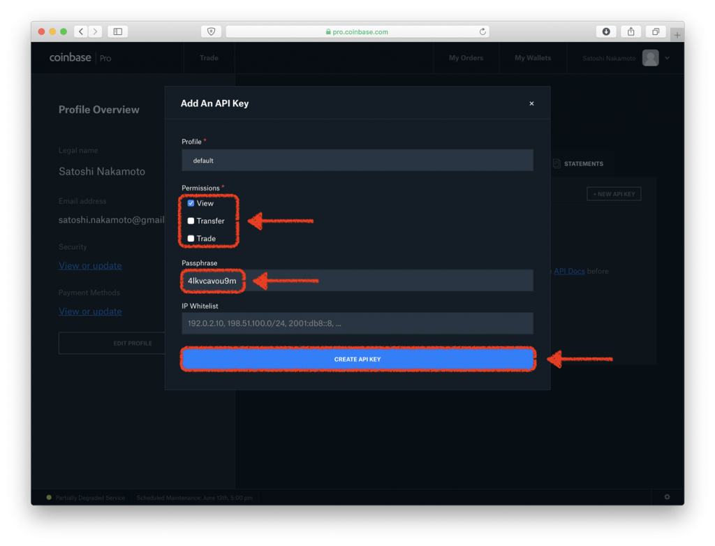 How to create and set up Coinbase Advanced API key