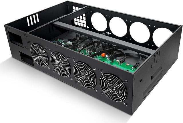 Ready-To-Mine™ 4-Fan 8 GPU Frame Rig With Motherboard + CPU + RAM + SS