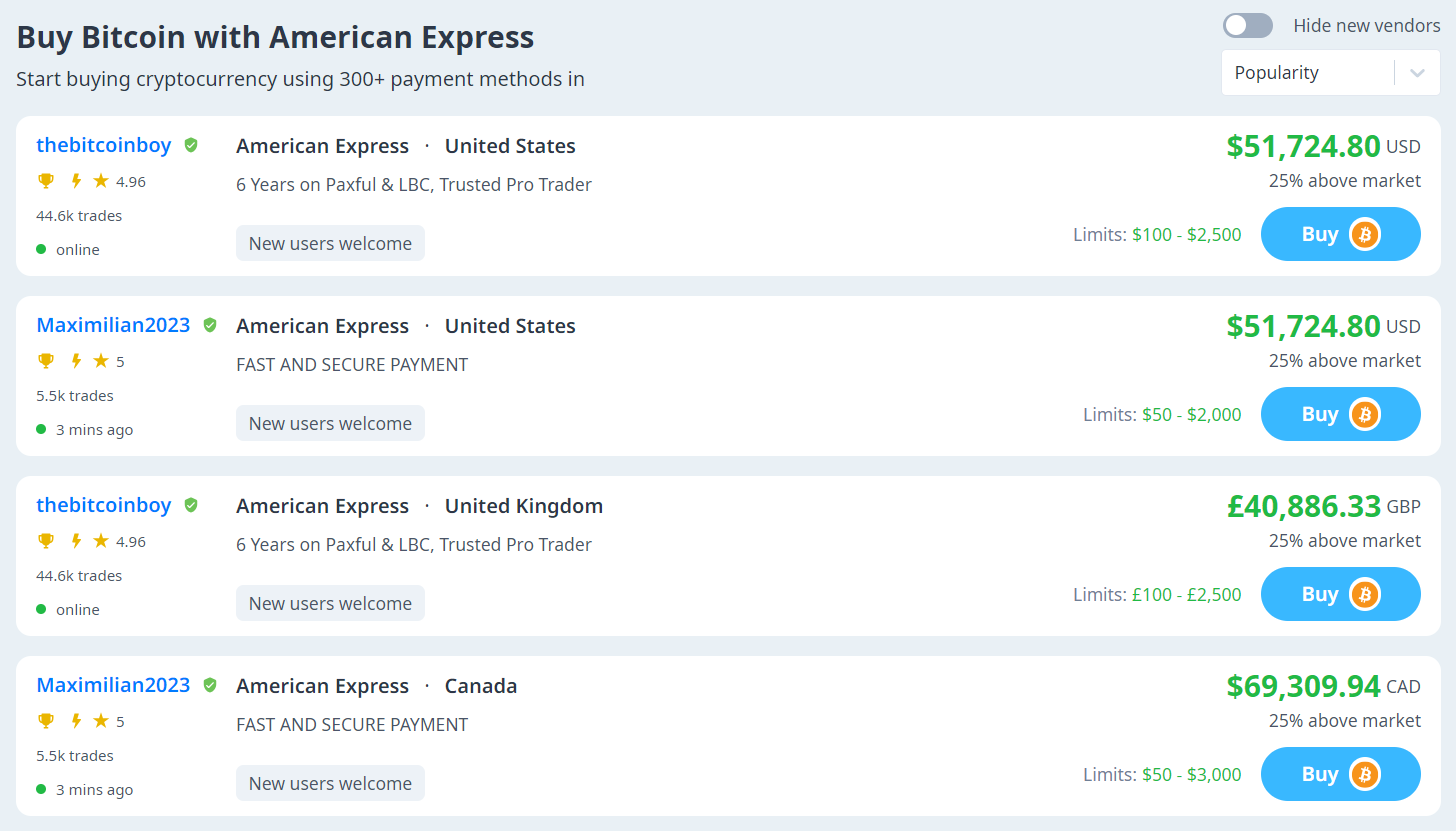 Buy Bitcoin with American Express Gift Card