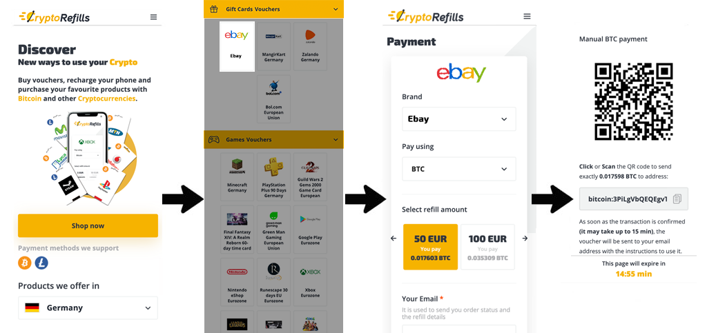 Buy eBay Gift Cards with Bitcoin - CryptoRefills