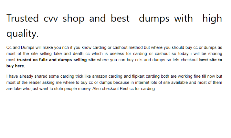 Best Dumps Shop - CVV Shop - Legit Dumps Shop - Vendor | Welcome to the XS Garage USA