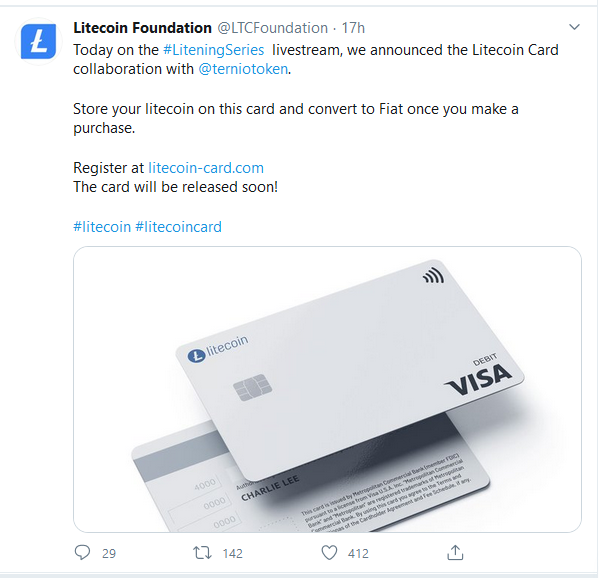 Litecoin Foundation to Issue Physical Cryptocurrency Debit Card | Cryptoglobe