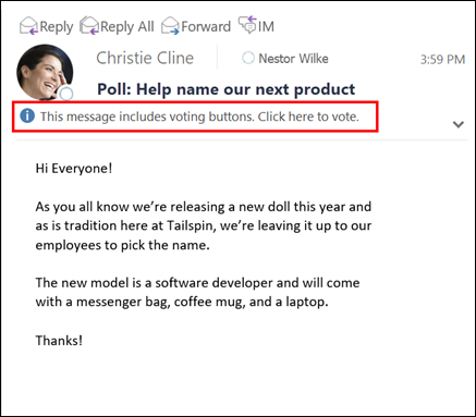 Use voting buttons in messages - Microsoft Support