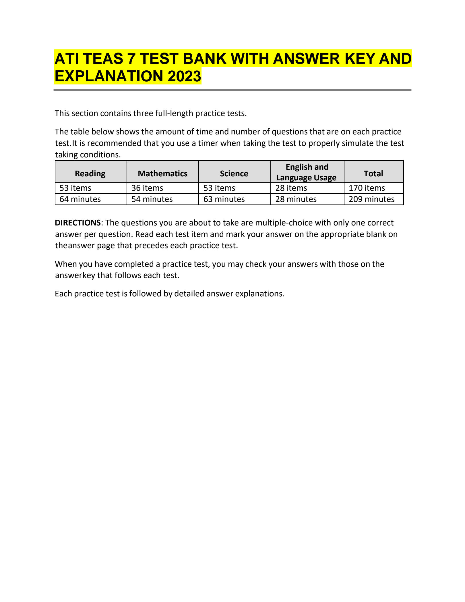 Free TEAS Practice Test - Practice Questions With Detailed Answers