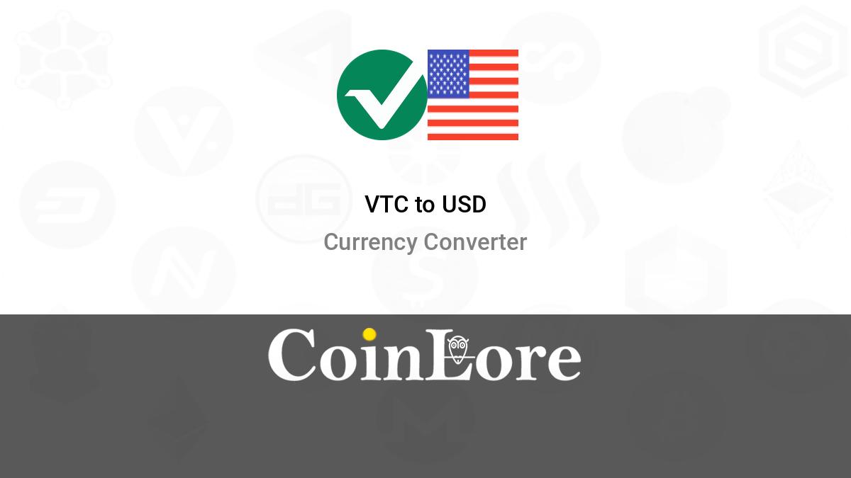 Convert VTC to USD - Vertcoin to US Dollar Converter | CoinCodex