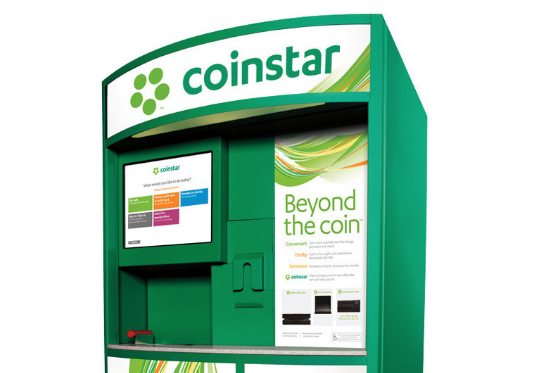 Cash in coins at Coinstar.