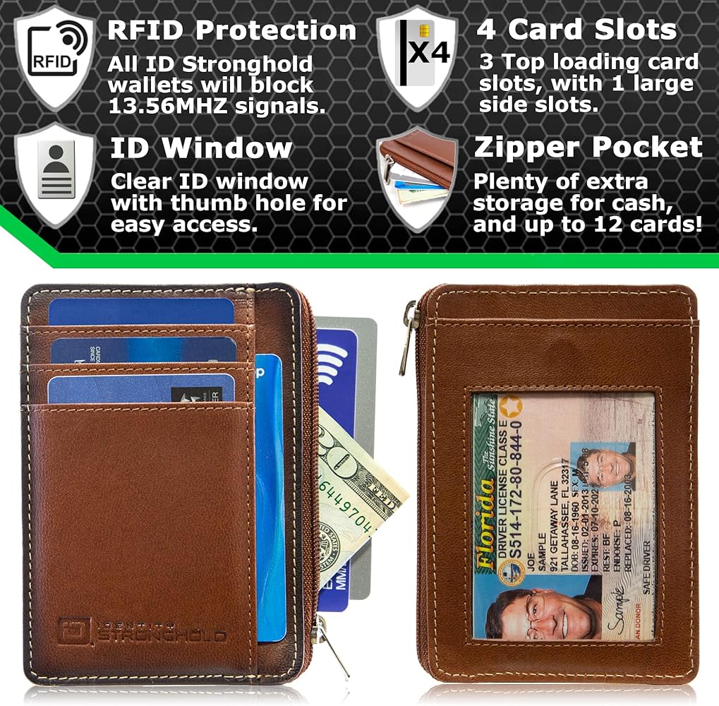 ID Stronghold | Men's RFID Wallet Trifold 8 slot with ID Window