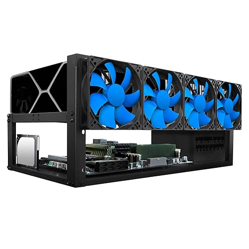 Mining rig Frames with 4/8 High Airflow Fans, Max 8 GPUs Mining Rig Case for ETH - Helia Beer Co