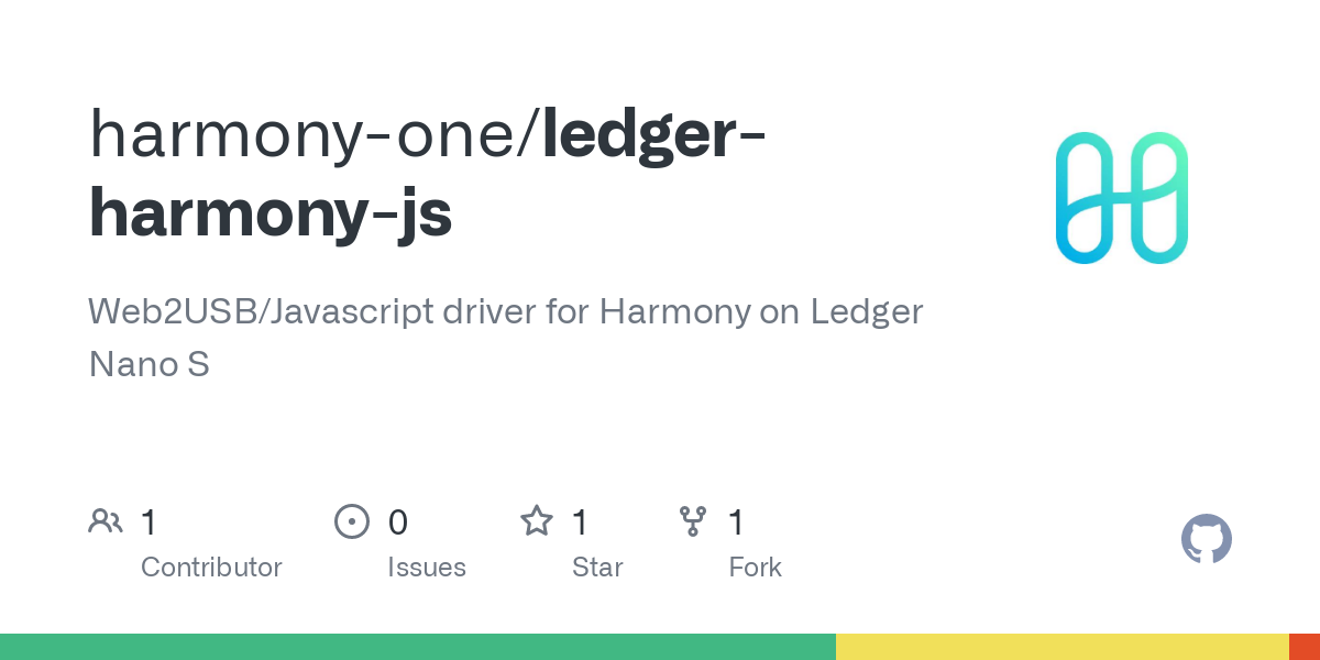 GitHub - harmony-one/ledger-harmony-js: Web2USB/Javascript driver for Harmony on Ledger Nano S