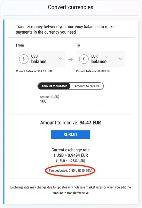 Exchange PayPal EUR to PayPal USD  where is the best exchange rate?