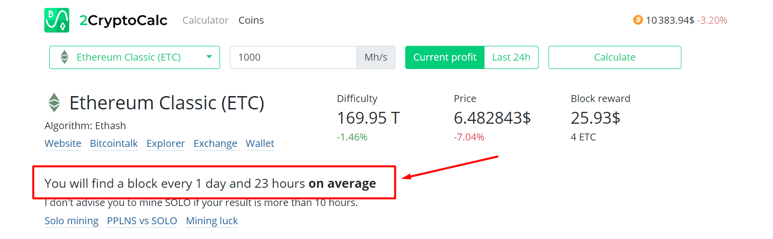 WhatToMine - Crypto coins mining profit calculator compared to Ethereum Classic