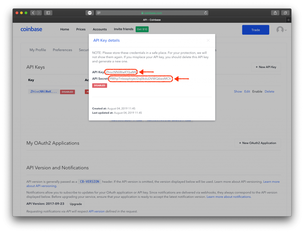 Creating a Coinbase API key | Trading Crypto on TT Help and Tutorials