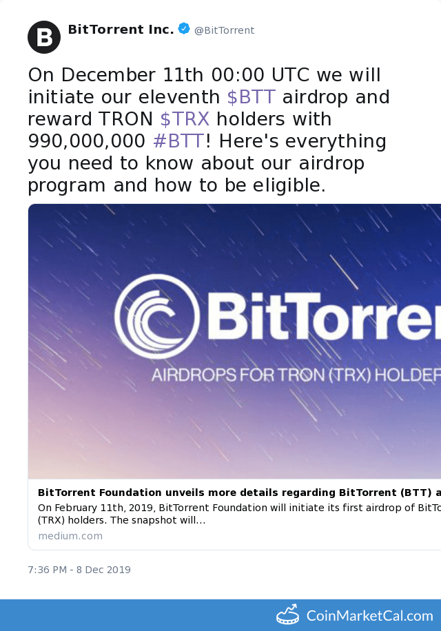 Details of the BitTorrent (BTT) Airdrop for TRON (TRX) Holders | OKX