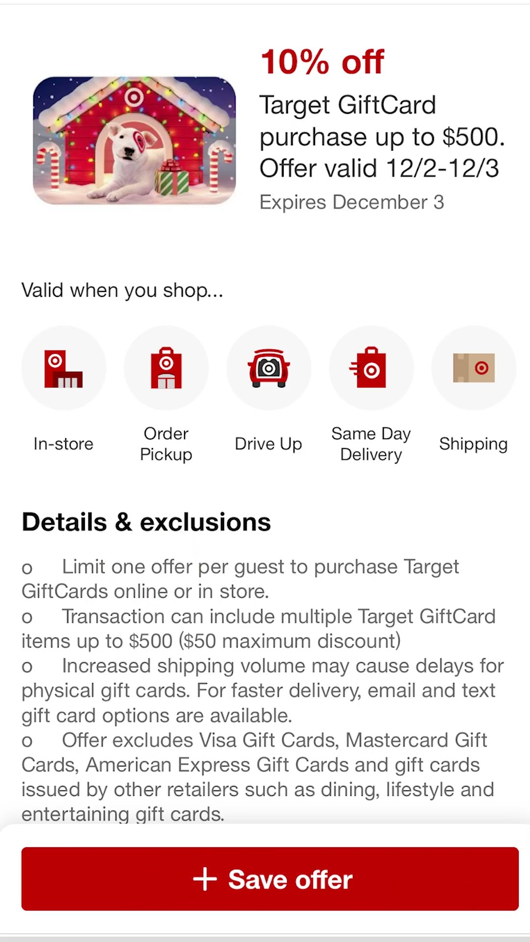 Target Promotions: 10% Off Target Gift Cards - Ends 12/3/23