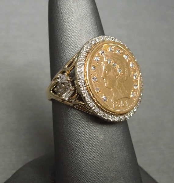 U.S. Half Eagle Liberty gold coin and diamond 14k ring — Vintage Jewelers & Gifts, LLC.