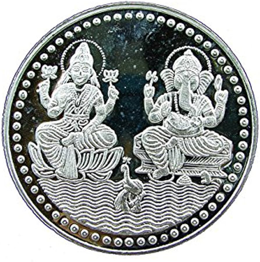 Silver Lakshmi Ganesh Coin 10gm ( Purity) - Jewel House Australia