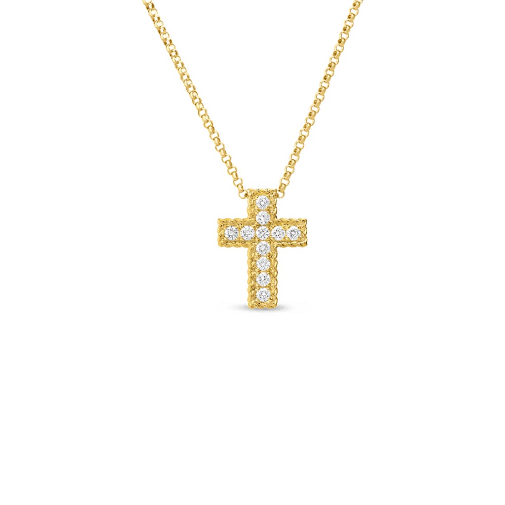 Roberto Coin Tiny Treasures 18K Yellow Gold Baby Cross Pendant with Diamonds