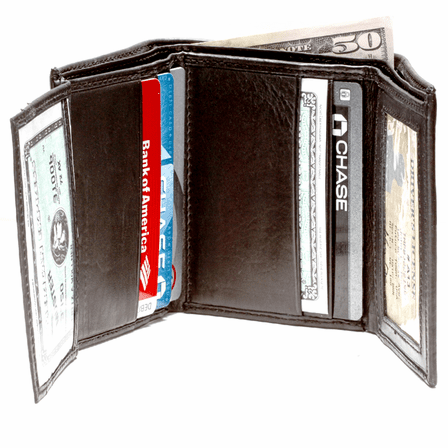 Old Leather Double I.D. Trifold | Men's Leather Trifold Wallet | Bosca