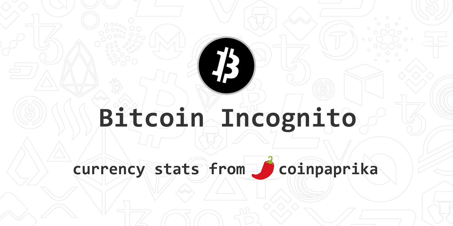 Bitcoin Incognito (XBI) price, history charts & useful analytics | Bitgur