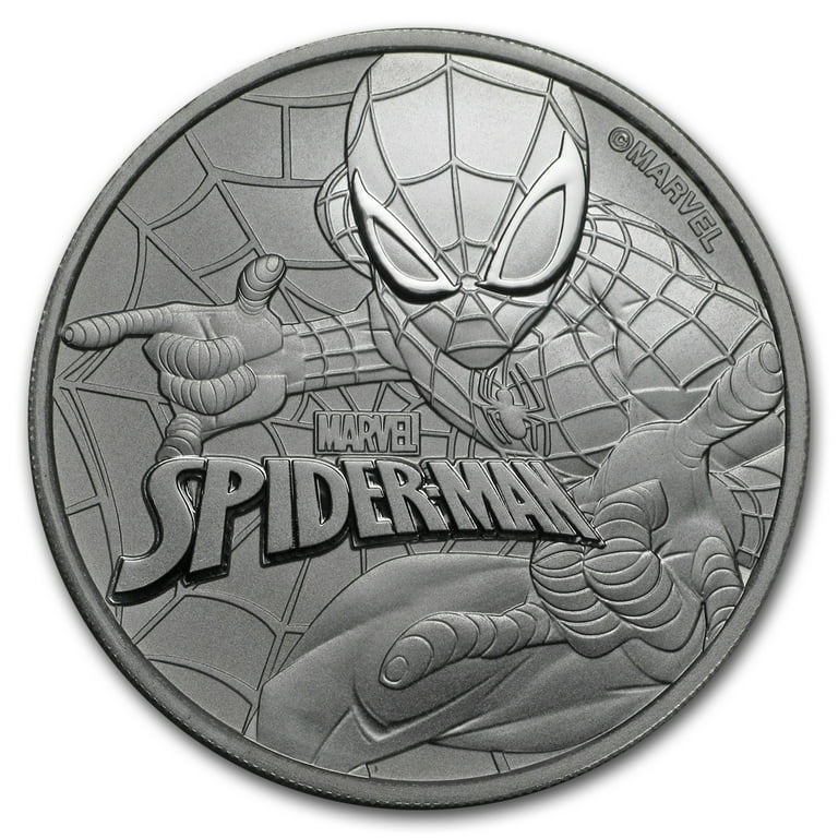 SPIDERMAN Marvel Ruthenium Colorized 1 Oz Silver Coin 1$ Tuvalu 