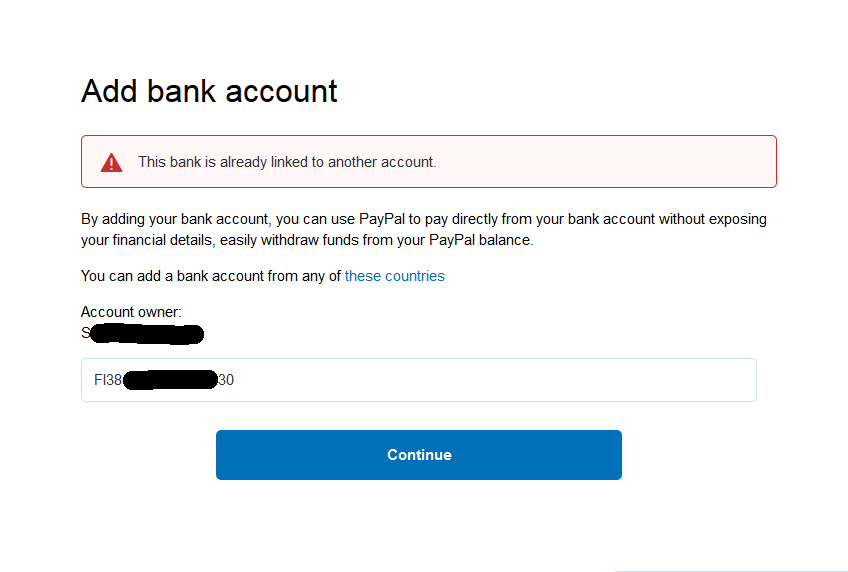 Link a Bank account using IBAN - PayPal Community