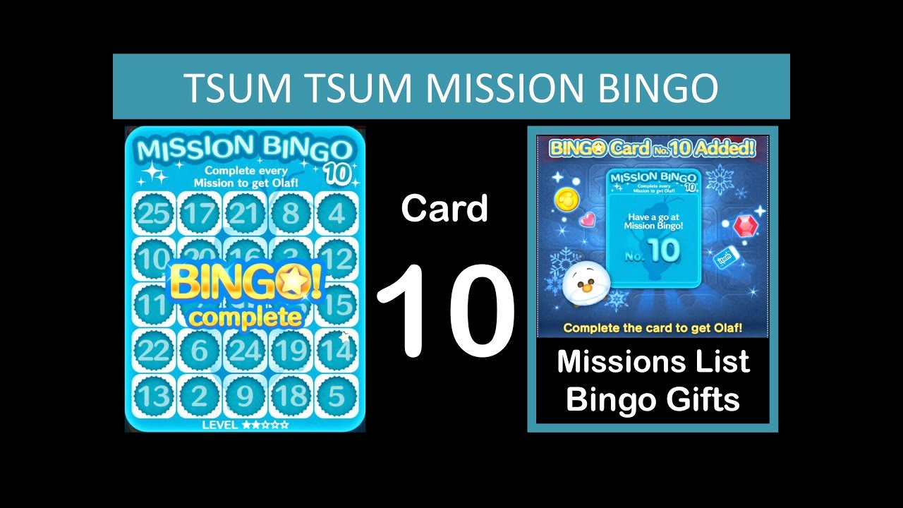 Tsum Tsum Mobile Game Bingo Card 2 Missions at Tsum Tsum Central