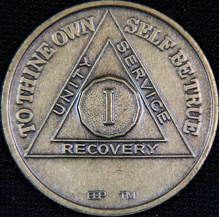 AA Black & Gold AA Medallion Anniversary Coin AA - Doing It Sober