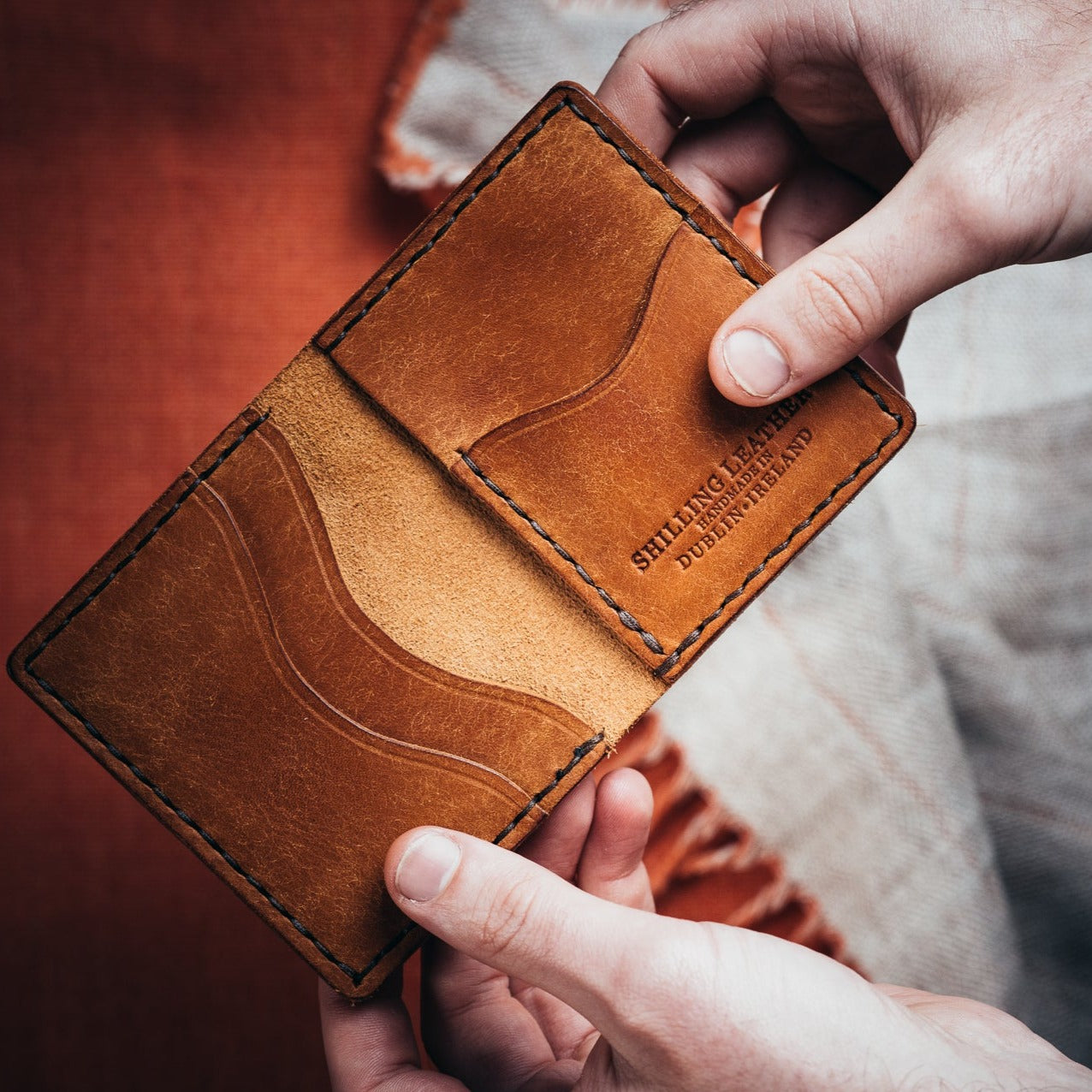 Leather mens Wallet. Thin Leather Wallet. Celtic Tree