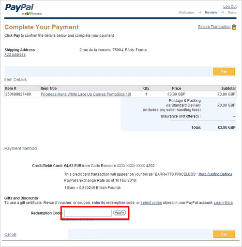 eBay: How to redeem a coupon with PayPal