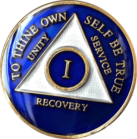 1 Year AA Medallion Token Alcoholics Anonymous Sobriety Chip One Year Sober Coin - Helia Beer Co