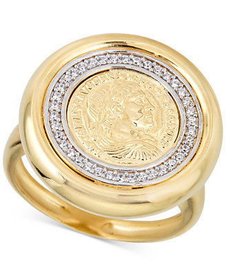 Diamond Initial Coin Ring – Baby Gold