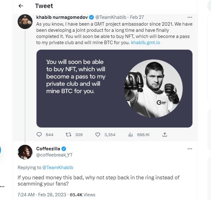 UFC Legend Khabib Nurmagomedov Accused Of Promoting NFT Scams