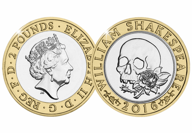 Shakespeare Tragedies Skull Circulating £2 - CrawleyCoins