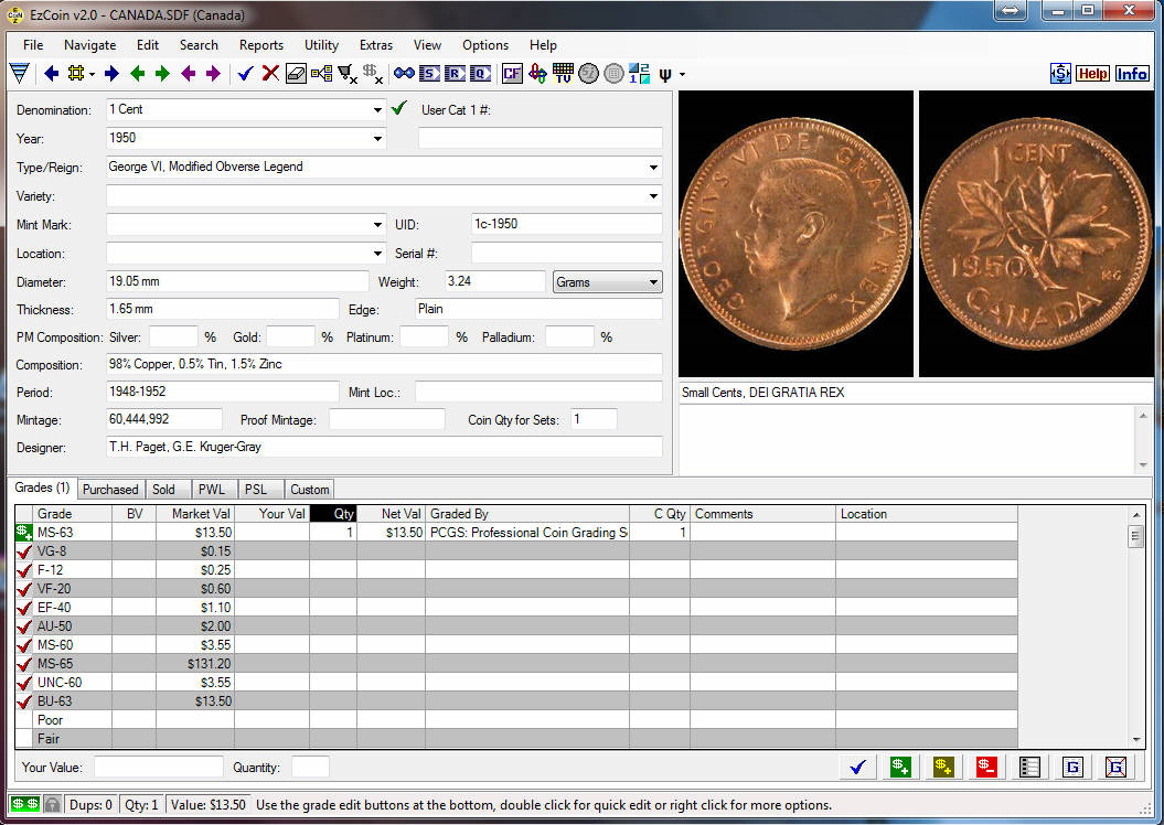 OpenNumismat - free coin collecting software