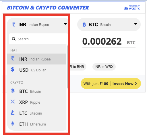 Convert Indian Rupee to Bitcoin | INR to BTC currency converter - Valuta EX