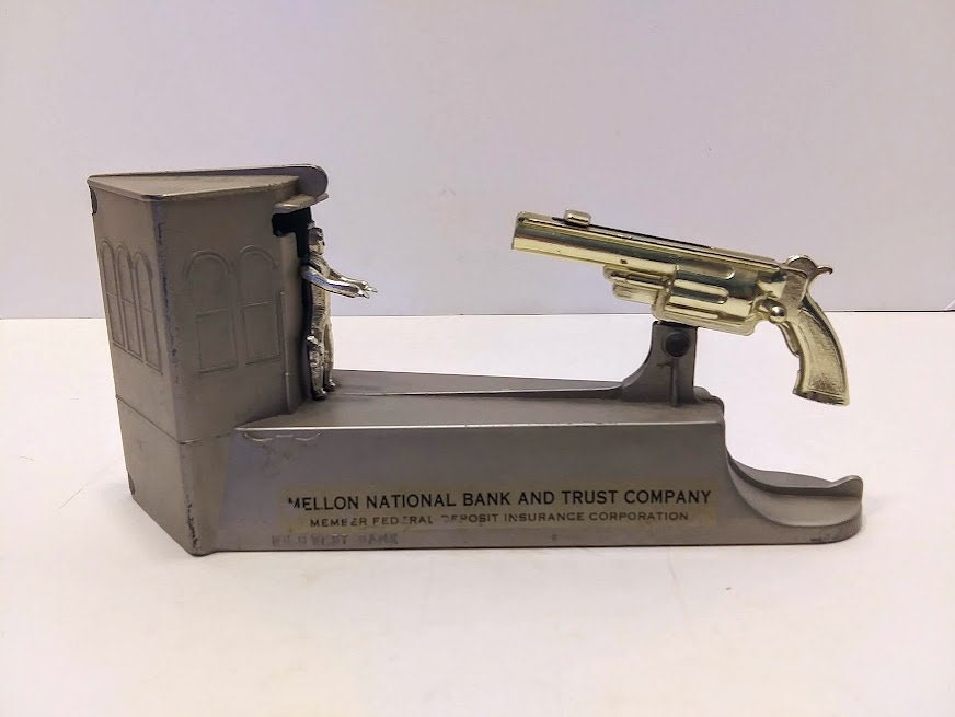 VTG COIN BANK Wild West Cowboy Gun Shooting Mechanical Astro Toys Friedrich $ - PicClick