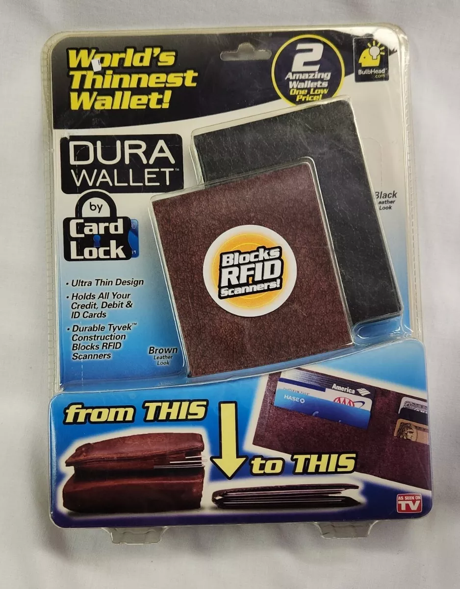 DURA WALLET 2 Pack Black Leather Look & Carbon Fiber Card Lock RFID Signal Block $ - PicClick