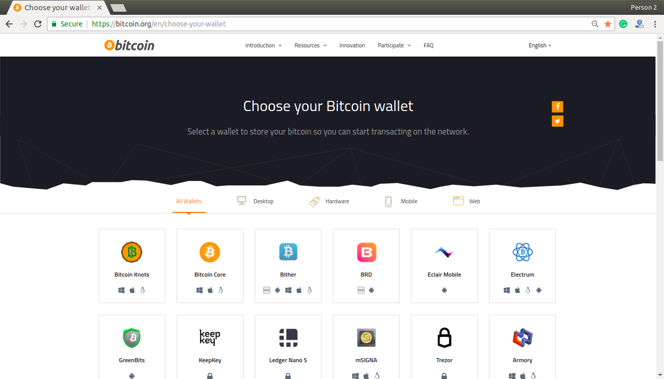 Choose your wallet - Bitcoin