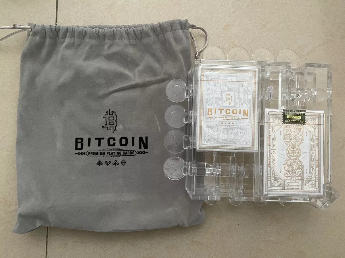 Bitcoin Puzzle with 2 White Playing Card Decks